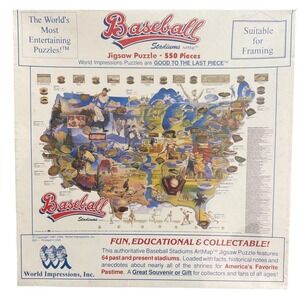 Vintage 1994 World Impressions Baseball Stadiums ArtMap 550 Piece Puzzle Sealed
